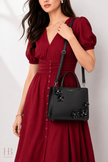 KARL LAGERFELD MAYBELLE TOP HANDLE SATCHEL WITH FLOWERS
