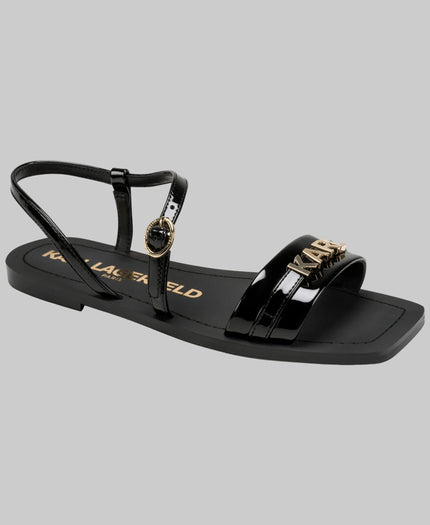 KARL LAGERFELD Miram Patent Logo Ankle Strap Sandal