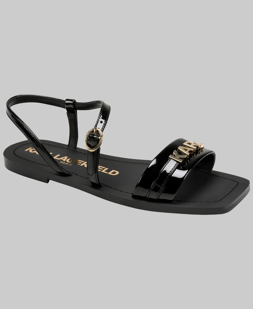 KARL LAGERFELD Miram Patent Logo Ankle Strap Sandal