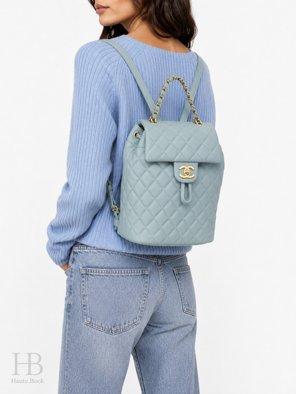CHANEL Matelasse Backpack Light Blue