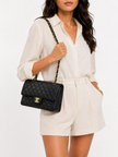 CHANEL Matelasse W Flap ChainShoulder Bag Black Size 25
