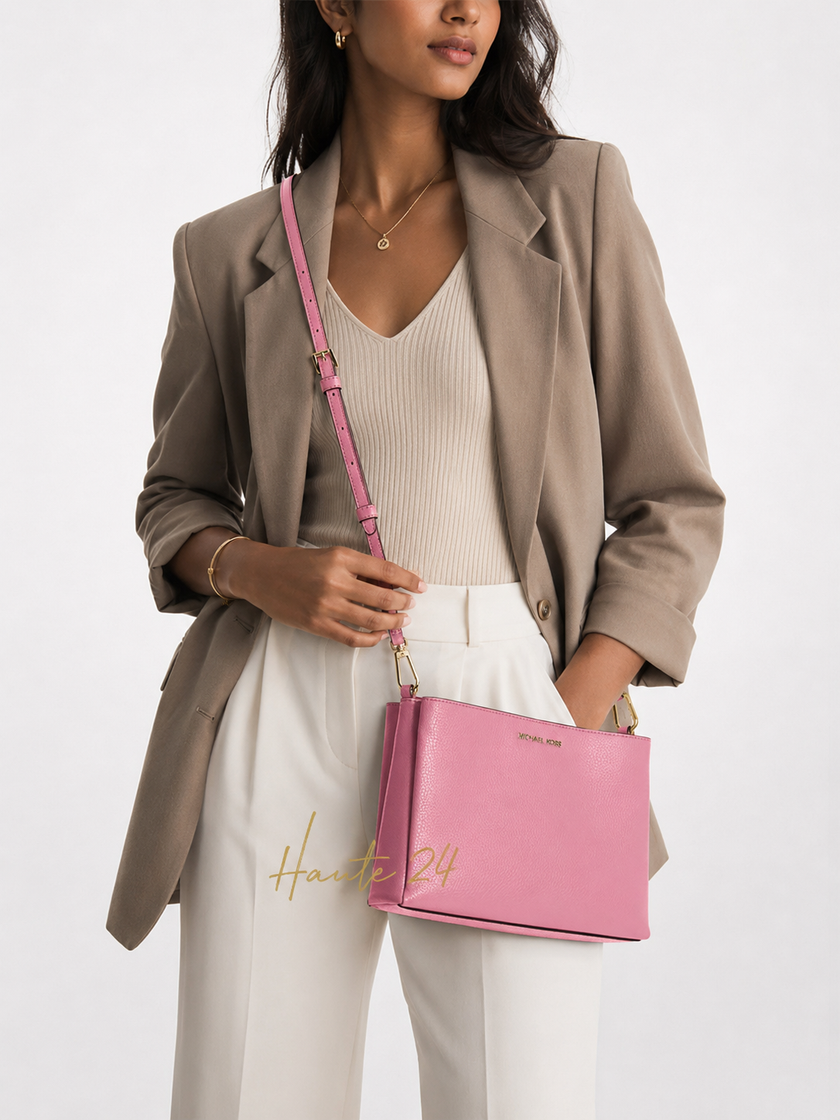 MICHAEL KORS Trisha Medium Pebbled Leather Crossbody Bag