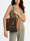 MICHAEL KORS Taryn Large Signature Logo and Leather Tote Bag