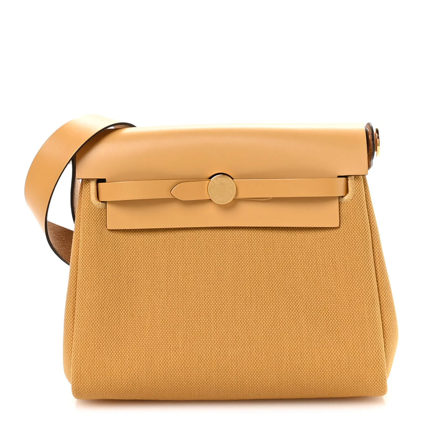 [Brand New] HERMES Military Canvas Cowhide Hunter Herbag Zip Turns Inside 20 Straw