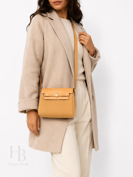 [Brand New] HERMES Military Canvas Cowhide Hunter Herbag Zip Turns Inside 20 Straw