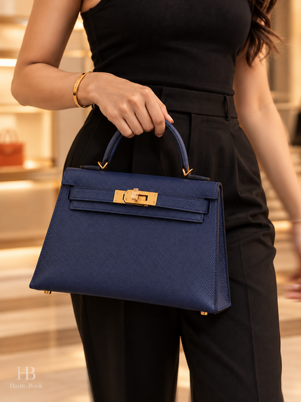 [Brand New] HERMÈS Mini Kelly Blue Navy Epsom GHW