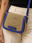 PRADA Canvas Shoulder Bag Brown/Blue