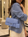 PRADA Leather Chain Shoulder Bag Blue