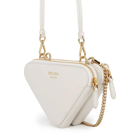 PRADA Saffiano Leather Triangle 2-Way Shoulder Bag White