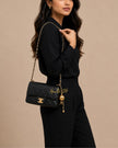 CHANEL Pearl Crush Mini Square Quilted Black Lambskin Aged Gold Hardware