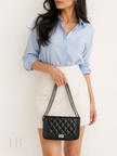 CHANEL Quilted Boy Wallet on Chain WOC Black Caviar Ruthenium Hardware
