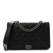 CHANEL Quilted Boy Wallet on Chain WOC Black Caviar Ruthenium Hardware