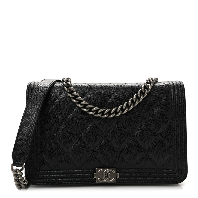 CHANEL Quilted Medium Caviar Boy Flap So Black Hardware