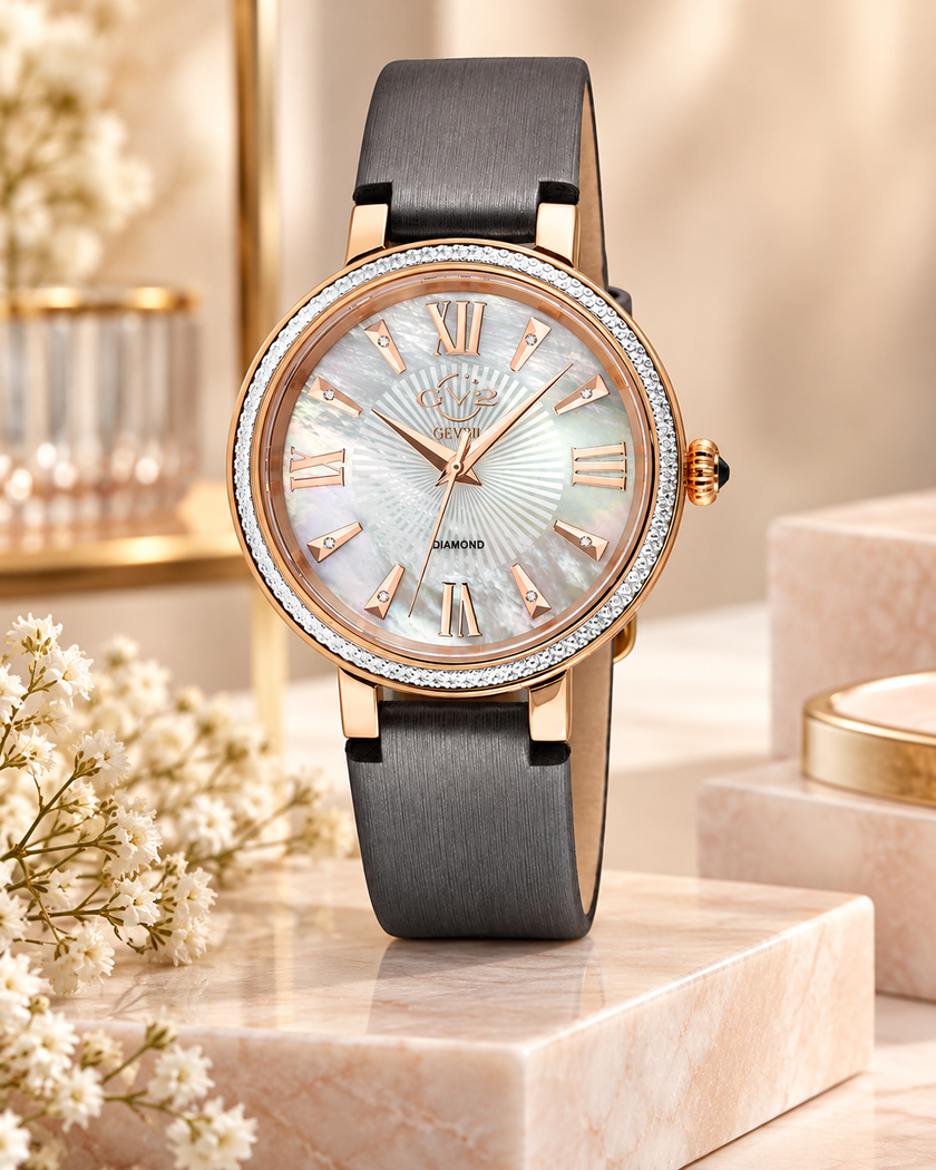 GV2 BY GEVRIL Genoa Diamond Mother of Pearl Dial Ladies Watch