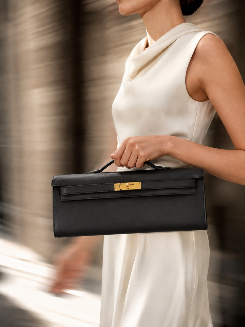 [Mint Condition/Like New] HERMES Kelly Cut Clutch Bag Black