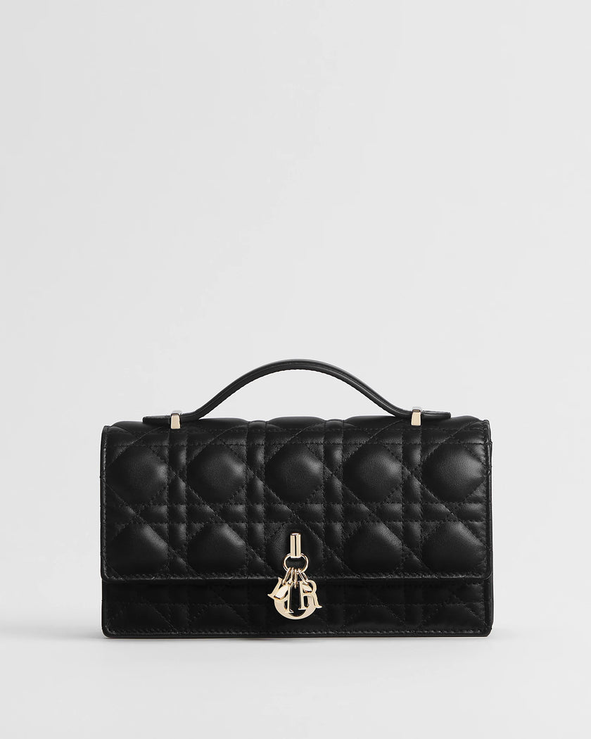 DIOR My Dior Mini Bag Lambskin Leather, Black Caning