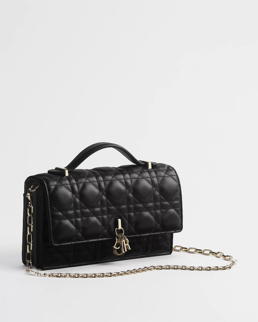 DIOR My Dior Mini Bag Lambskin Leather, Black Caning