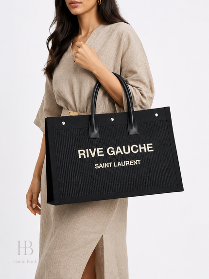 SAINT LAURENT PARIS Rive Gauche Large Tote Bag Black