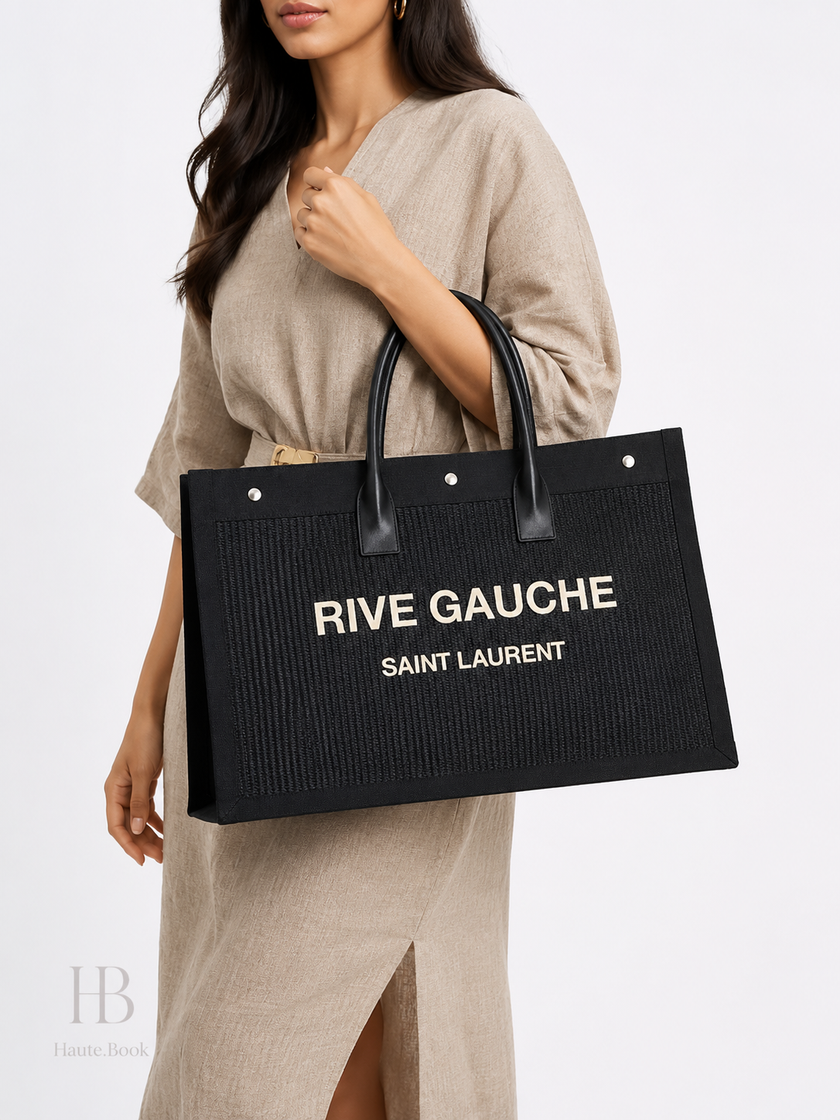 SAINT LAURENT PARIS Rive Gauche Large Tote Bag Black