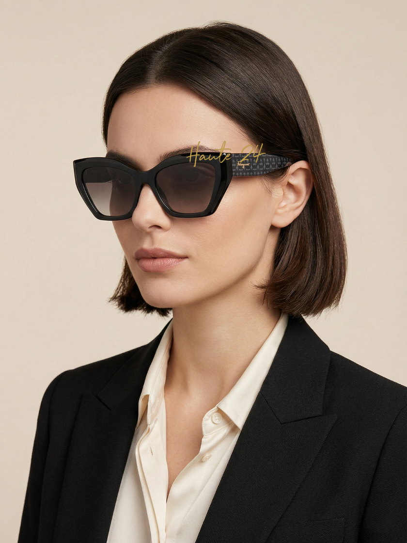 [At India] FERRAGAMO Grey Gradient Cat Eye Ladies Sunglasses
