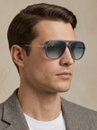 [At India] FERRAGAMO Salvatore Blue Gradient Navigator Men's Sunglasses