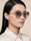 [At India] FERRAGAMO Grey Rose Gradient Cat Eye Ladies Sunglasses