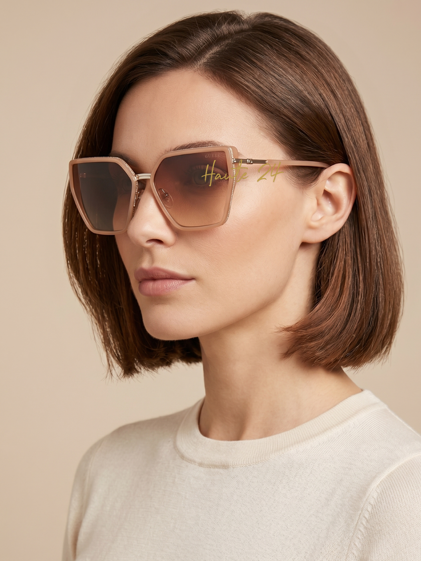 [At India] GUESS  Gradient Brown Butterfly Ladies Sunglasses GU00146 57F 59