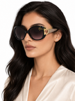 FERRAGAMO Brown Gradient Oval Sunglasses SF668 001 57