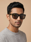 [At India] BOSS Grey Bronze Brown Mirror Square Men's Sunglasses