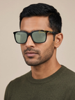[At India] BOSS Polarized Green Square Men's Sunglasses