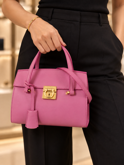 FERRAGAMO Leather Handbag/Shoulder Bag Pink