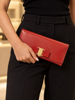 FERRAGAMO Vara Bow Long Wallet with Gold Clasp
