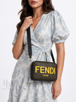 FENDI Shiny Glazed Fabric Vitello Cover FF Logo Medium Camera Case