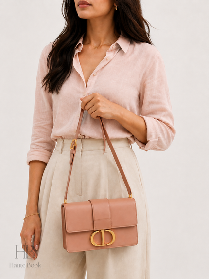 DIOR Small 30 Montaigne Bag Pink Calfskin Gold Hardware