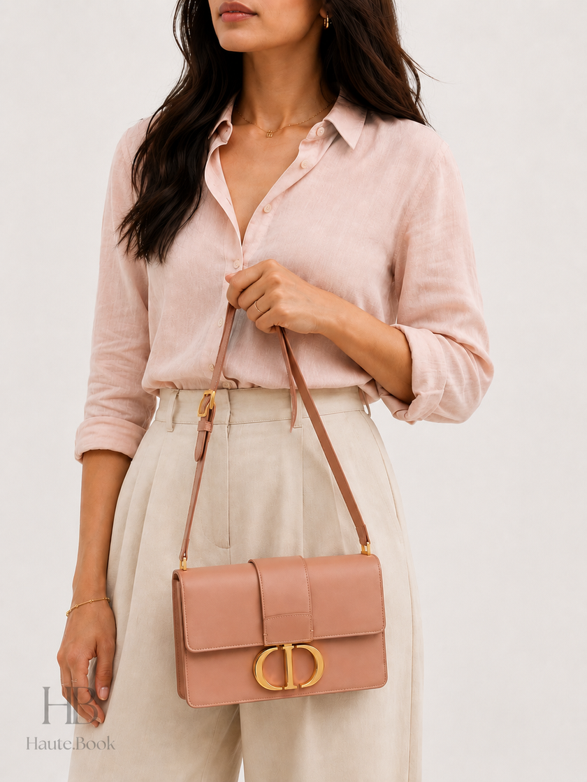 DIOR Small 30 Montaigne Bag Pink Calfskin Gold Hardware