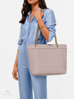 KATE SPADE Spade Flower Quilted Fabric XL Tote - Cozy Grey