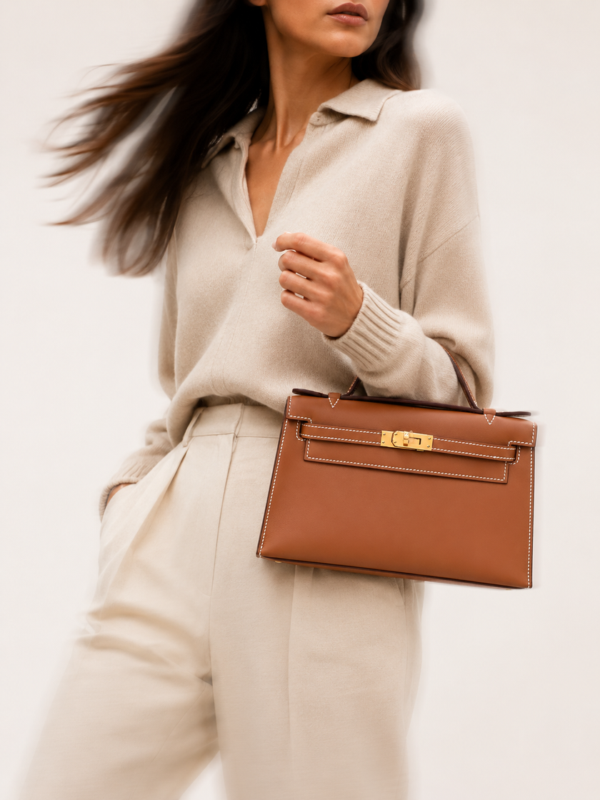 [Unused] HERMES Kelly Pochette Gold Swift