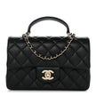 CHANEL Top Handle Mini Rectangular Flap Bag Black Lambskin Gold Hardware