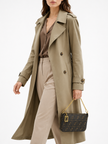 FENDI Tube Pouch Brown jacquard FF fabric clutch with chain