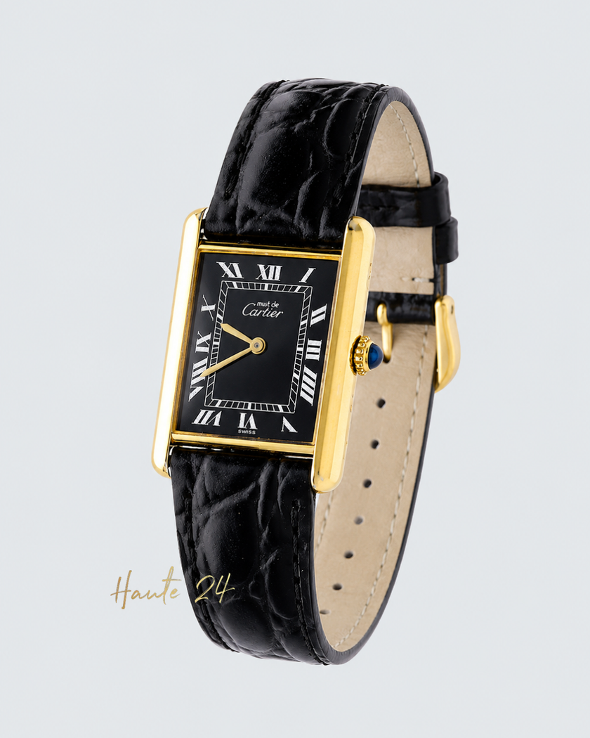 CARTIER Must Tank LM Black Dial  23.3 x 30 mm