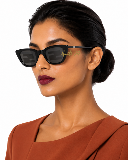 FENDI Smoke Mirror Logo Folding Cat Eye Ladies Sunglasses FE40089I