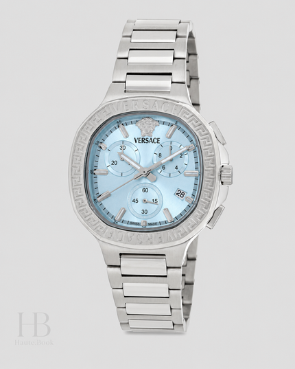 VERSACE V-Chrono Square Chronograph Quartz Turquoise Dial Watch