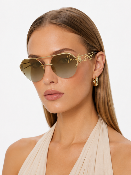 VERSACE Brown Gradient Mirror Gold Round Ladies Sunglasses VE2184 12526U 61