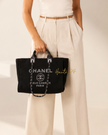 CHANEL Chanel Large Deauville Black Gitter Lurex