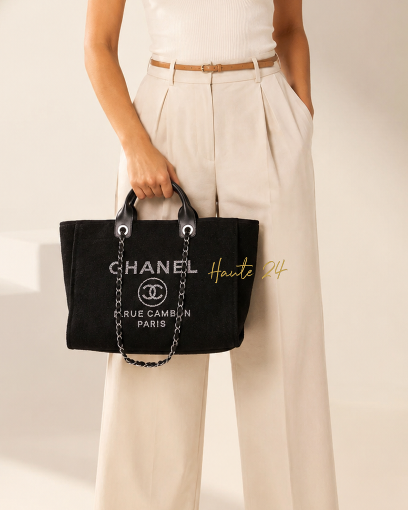 CHANEL Chanel Large Deauville Black Gitter Lurex