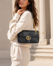 GUCCI GG Marmont Quilted Chevron Leather Shoulder Bag  443497 DTDIT