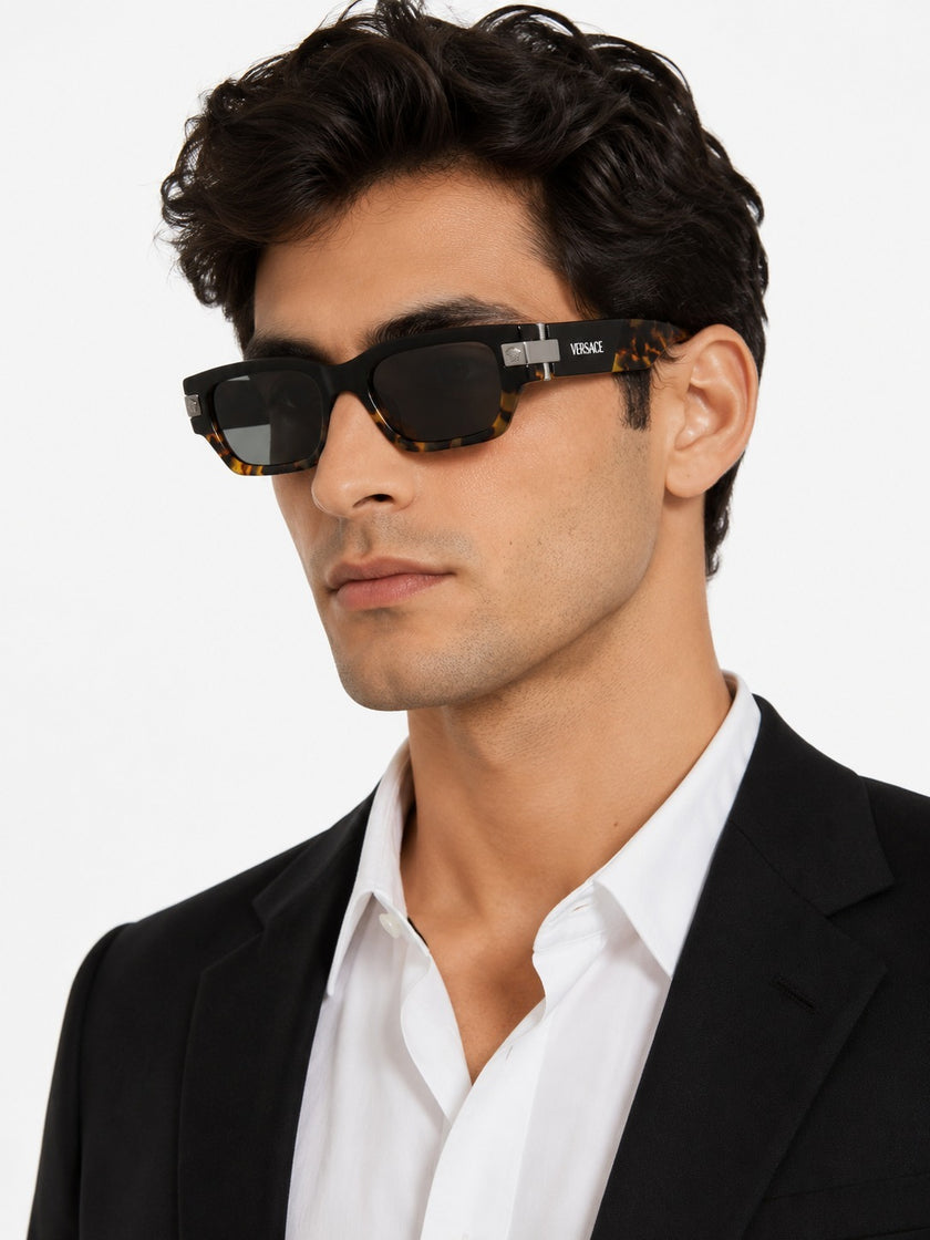 VERSACE Dark Grey Rectangular Men's Sunglasses VE4465F