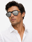 VERSACE LIght Grey Silver Mirror Navigator Unisex Sunglasses