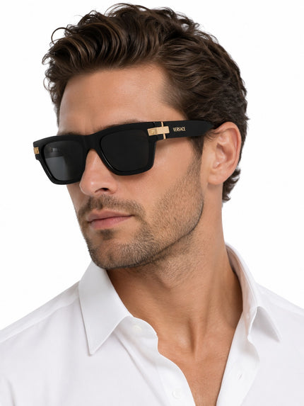 VERSACE Dark Grey Rectangular Men's Sunglasses 55mm