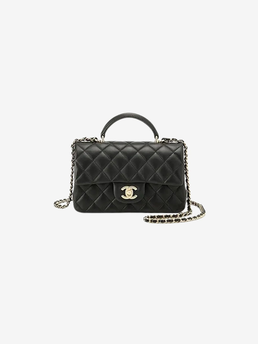 CHANEL Matelasse Top handle Mini Flap Bag Chain Shoulder